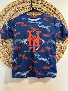Genuine Merchandise Navy Blue & Orange Mets Logo Short Sleeve Tee New York Mets
